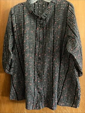 MONA LISA 100% Cotton Lagenlook Top Size M 3/4 Sleeves